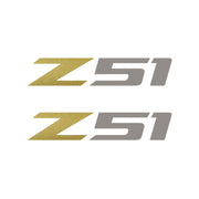 2005-2019 Corvette Z51 Fender Vent Decals - Pair -Matte Metallic Gold Z/Gloss Silver 51 - Small - CA-75217-Corvette-Store-Online