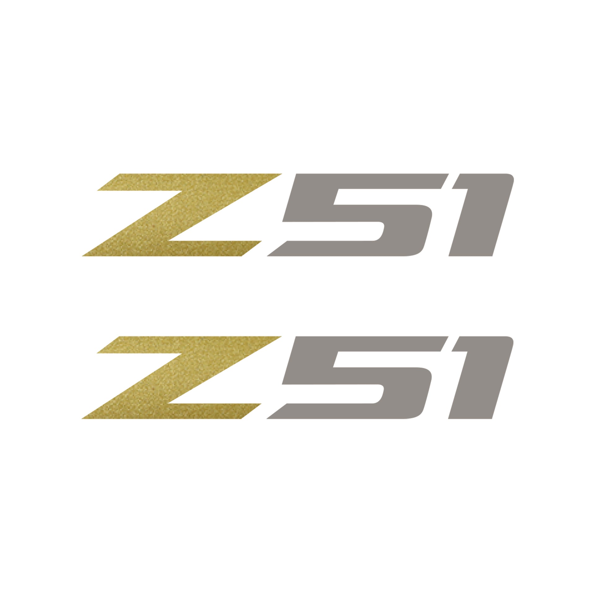 2005-2019 Corvette Z51 Fender Vent Decals - Pair -Matte Metallic Gold Z/Gloss Silver 51 - Small - CA-75217-Corvette-Store-Online