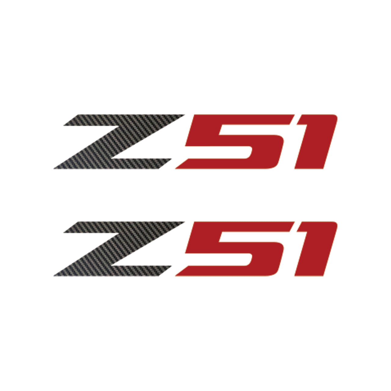 2005-2019 Corvette Z51 Fender Vent Decals - Pair -Black Gloss Carbon Fiber Z/Gloss Red 51 - Large - CA-75219-Corvette-Store-Online