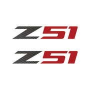 2005-2019 Corvette Z51 Fender Vent Decals - Pair -Black Gloss Carbon Fiber Z/Gloss Red 51 - Large - CA-75219-Corvette-Store-Online