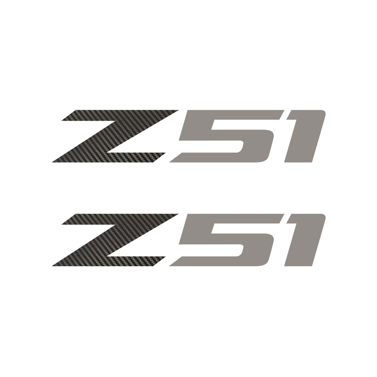 2005-2019 Corvette Z51 Fender Vent Decals - Pair -Black Gloss Carbon Fiber Z/Gloss Silver 51 - SM - CA-75220-Corvette-Store-Online