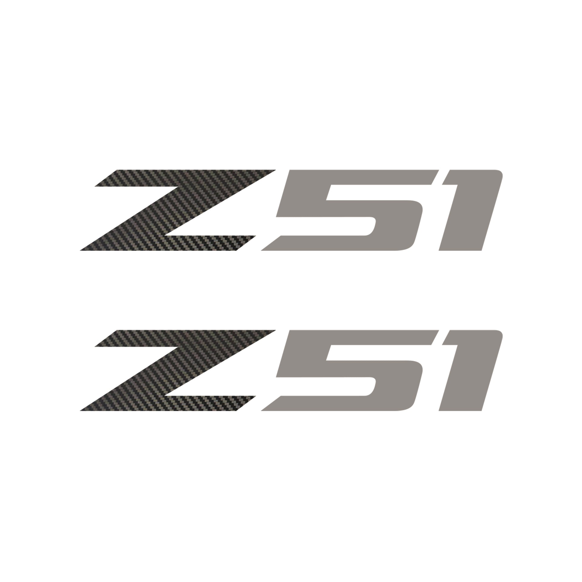 2005-2019 Corvette Z51 Fender Vent Decals - Pair -Black Gloss Carbon Fiber Z/Gloss Silver 51 - SM - CA-75220-Corvette-Store-Online