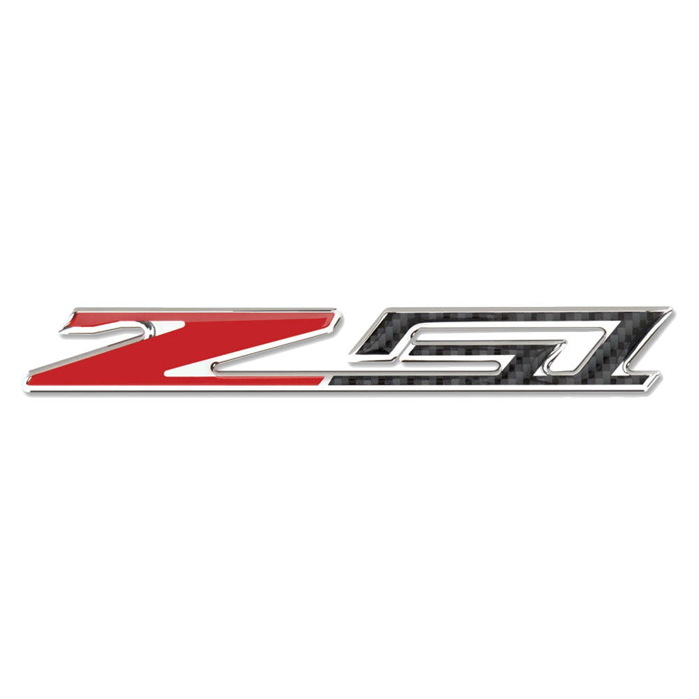 2014-2019 Corvette Stingray/Z51 6in x 3/4in Domed Emblem - Carbon Fiber Look w/Chrome Trim - CA-75230-Corvette-Store-Online