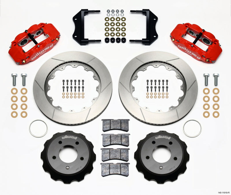 1984-1987 Corvette Forged Narrow SuperLite Big Brake Kit - Front - Red- 14in - Slotted - CA-75957-Corvette-Store-Online