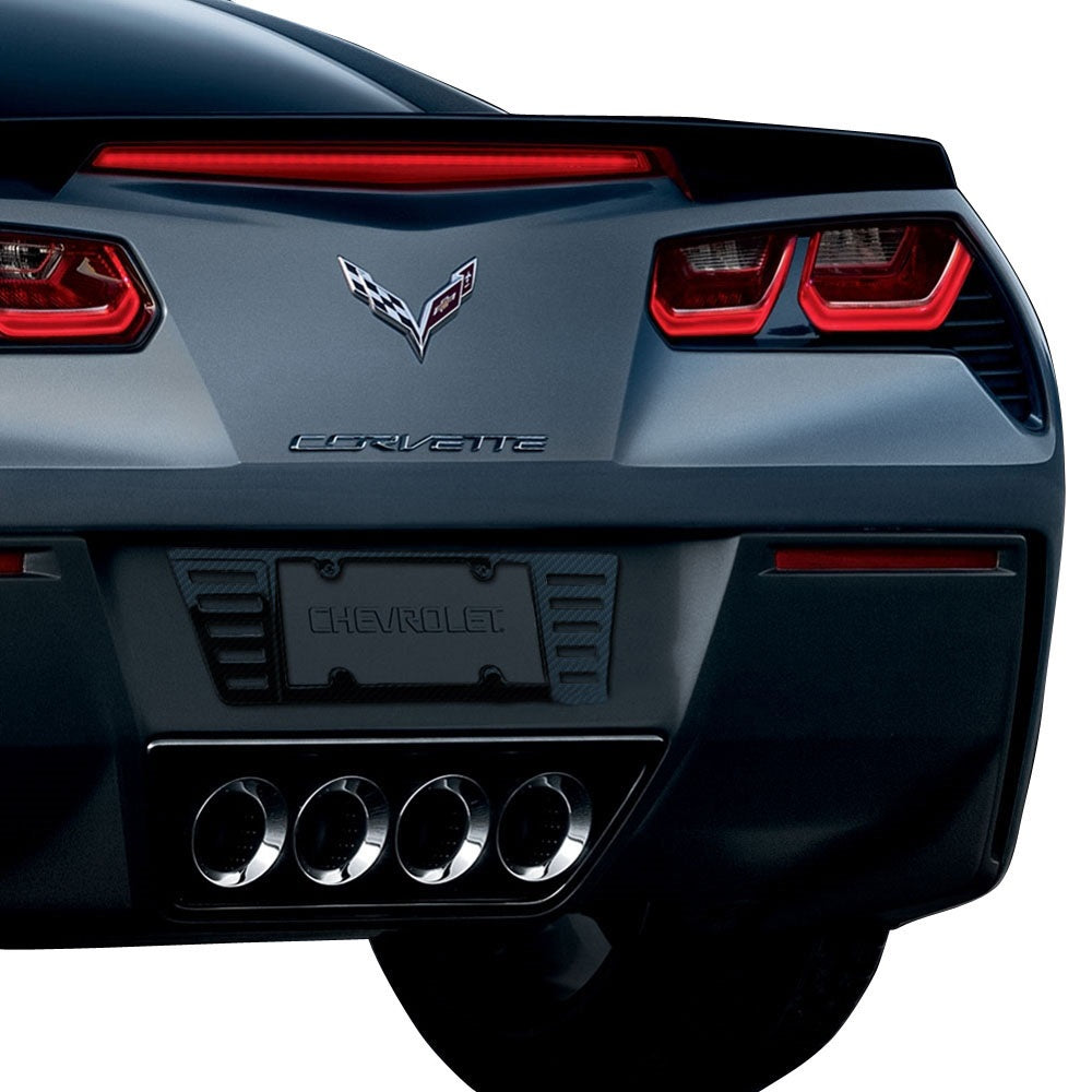 2005-2023 Corvette Hydro Carbon Fiber Billet Angled License Plate Frame - Gloss Clear - CA-76022-Corvette-Store-Online