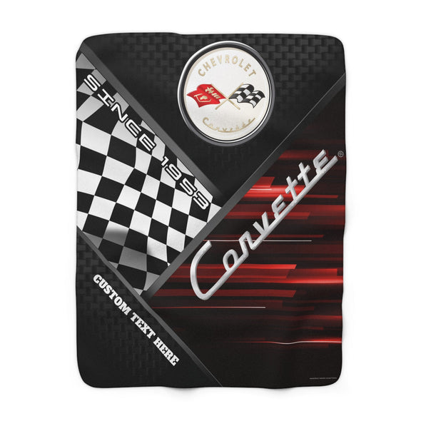 Personalized C1 Corvette Checkered Flag Racing Decorative Sherpa Blanket