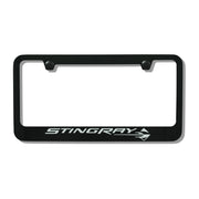 2014-2019 Corvette Stingray License Plate Frame w/Stingray Emblem - Black - CA-76051-Corvette-Store-Online
