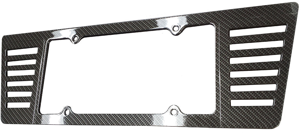 2005-2013 Corvette Hydro Carbon Fiber ABS Angled Louvers License Plate Frame - Gloss Clear - CA-76071-Corvette-Store-Online