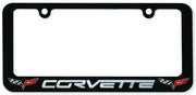 2005-2013 Corvette Black Powder-Coated Script & Flag Logo - License Plate Frame - CA-76075-Corvette-Store-Online