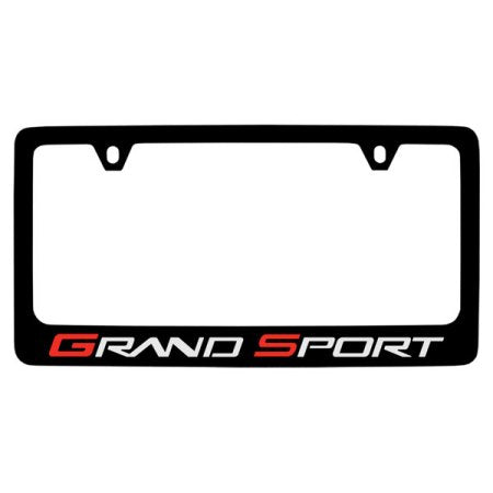 2010-2013 Corvette Black Powder-Coated Grand Sport Logo - License Plate Frame - CA-76076-Corvette-Store-Online