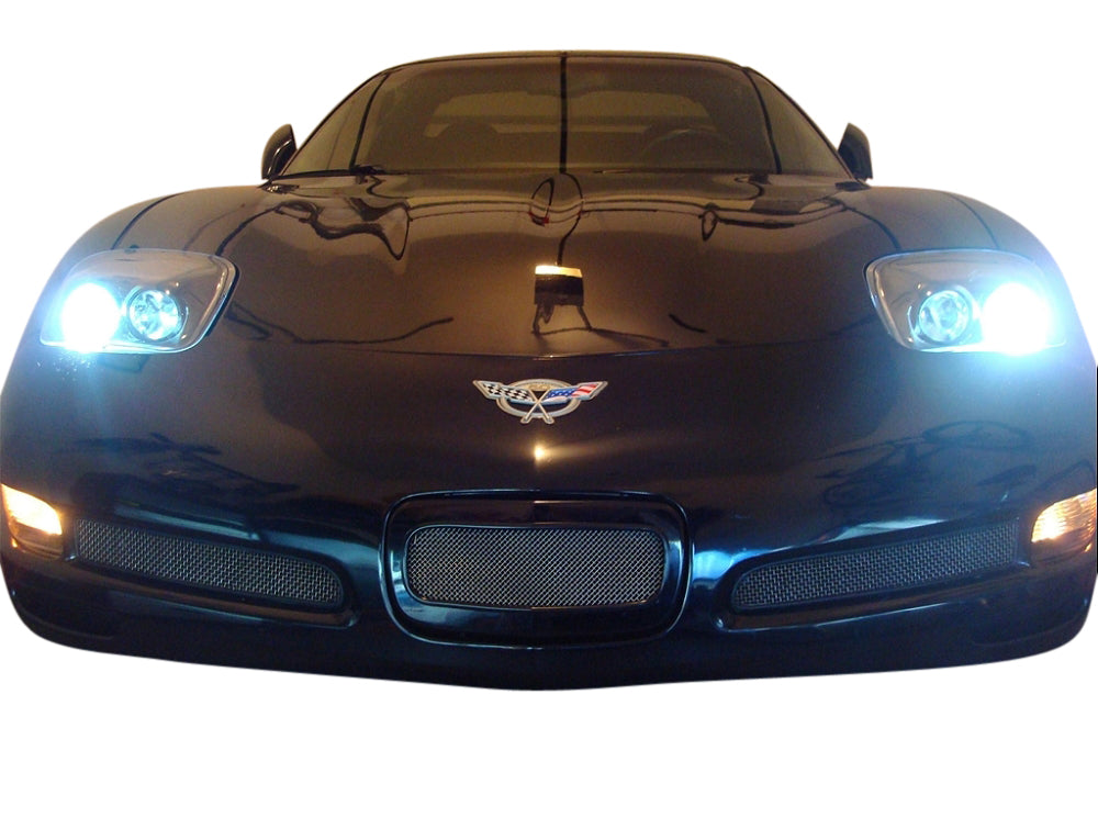 1997-2004 Corvette Fixed C5-R Style Headlights - Black W/35w Low/35w High HIDs W/Relay Kit - CA-76270-Corvette-Store-Online
