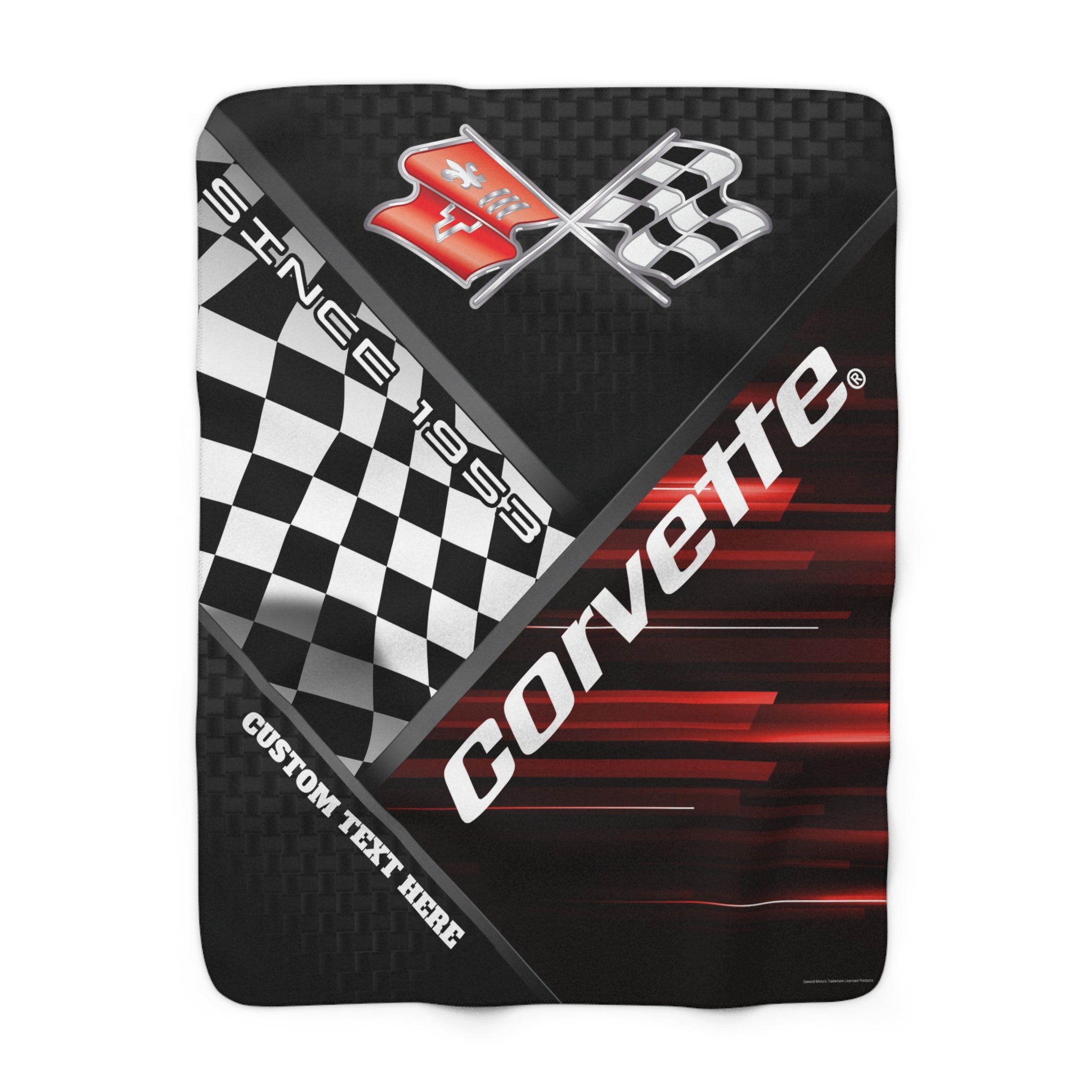 Personalized C3 Corvette Checkered Flag Racing Decorative Sherpa Blanket