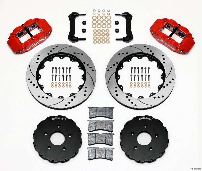 2005-2013 Corvette FORGED NARROW SUPERLITE BIG BRAKE KIT - FRONT - RED - 14IN - DRILLED/SLOTTED - CA-76372-Corvette-Store-Online