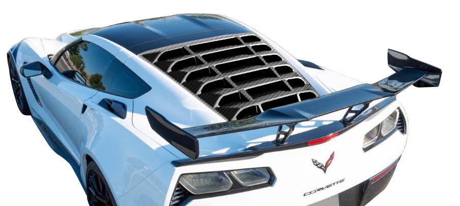 2014-2019 Corvette HYDRO CARBON FIBER REAR WINDOW LOUVER WITH GLOSS CLEAR FINISH - CA-76459-Corvette-Store-Online