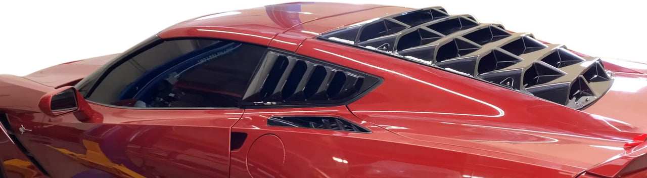 2014-2019 Corvette UNPAINTED REAR SIDE WINDOW LOUVERS - STRAIGHT STYLE - PAIR - CA-76462-Corvette-Store-Online