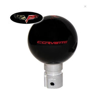 2005-2013 Corvette Black Shift Knob W/C6 Crossed Flags & Red Corvette Script - CA-76868-Corvette-Store-Online