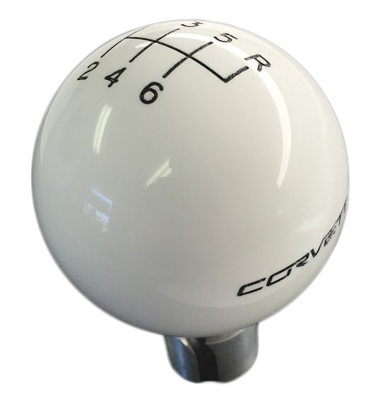 2005-2013 Corvette White Shift Knob W/Shift Pattern & Red Corvette Script - CA-76870-Corvette-Store-Online