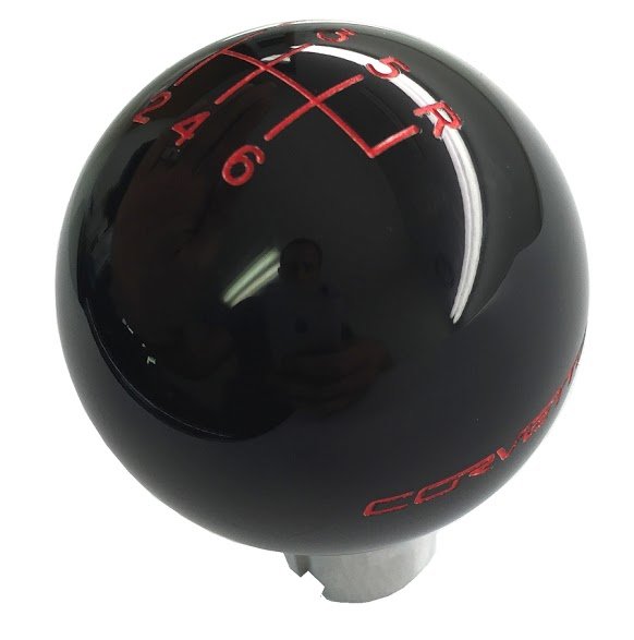2005-2013 Corvette Black Shift Knob W/Shift Pattern & Red Corvette Script - CA-76873-Corvette-Store-Online