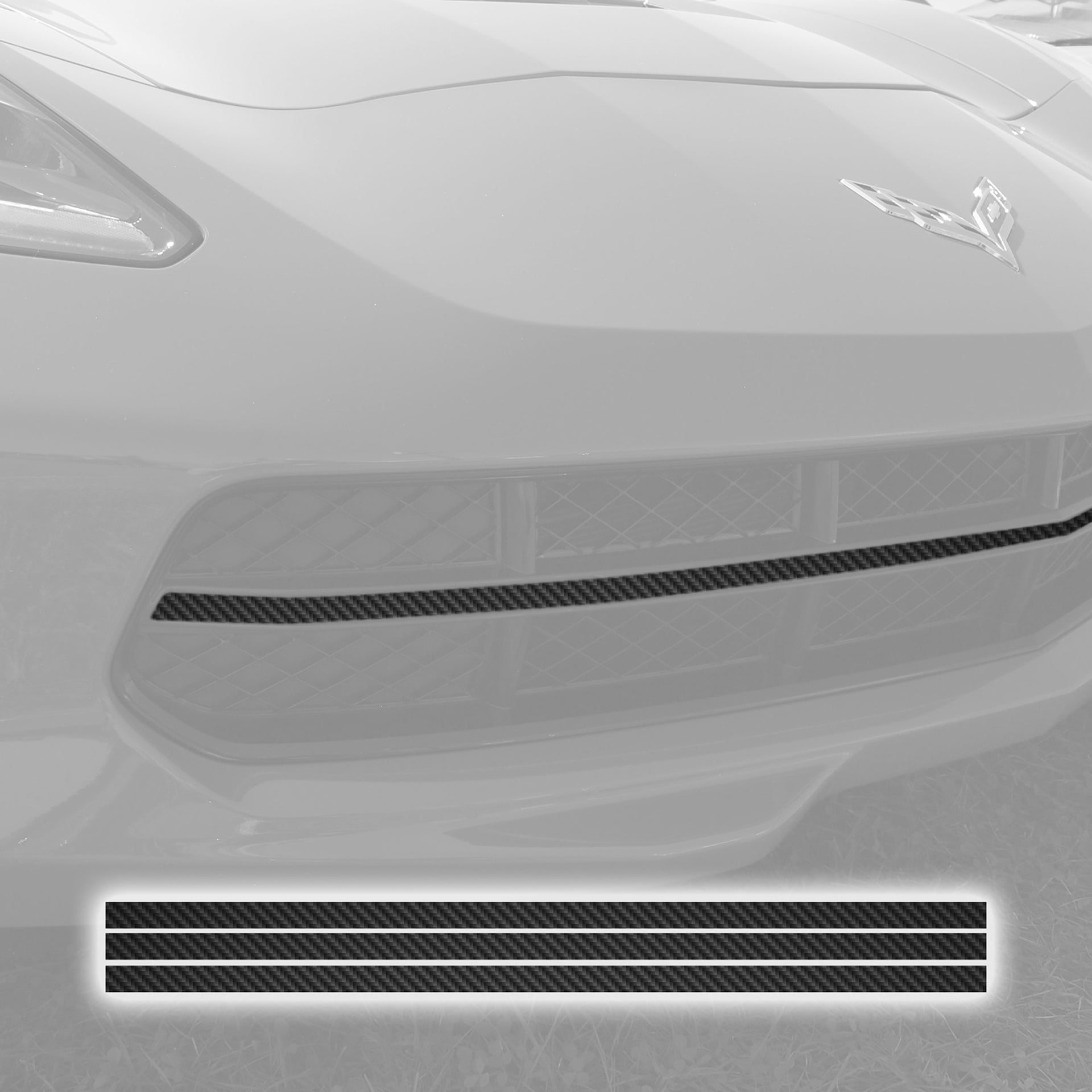 2014-2019 Corvette GRILLE BLACKOUT VINYL OVERLAY - GLOSS BLACK CARBON FIBER - CA-76930-Corvette-Store-Online
