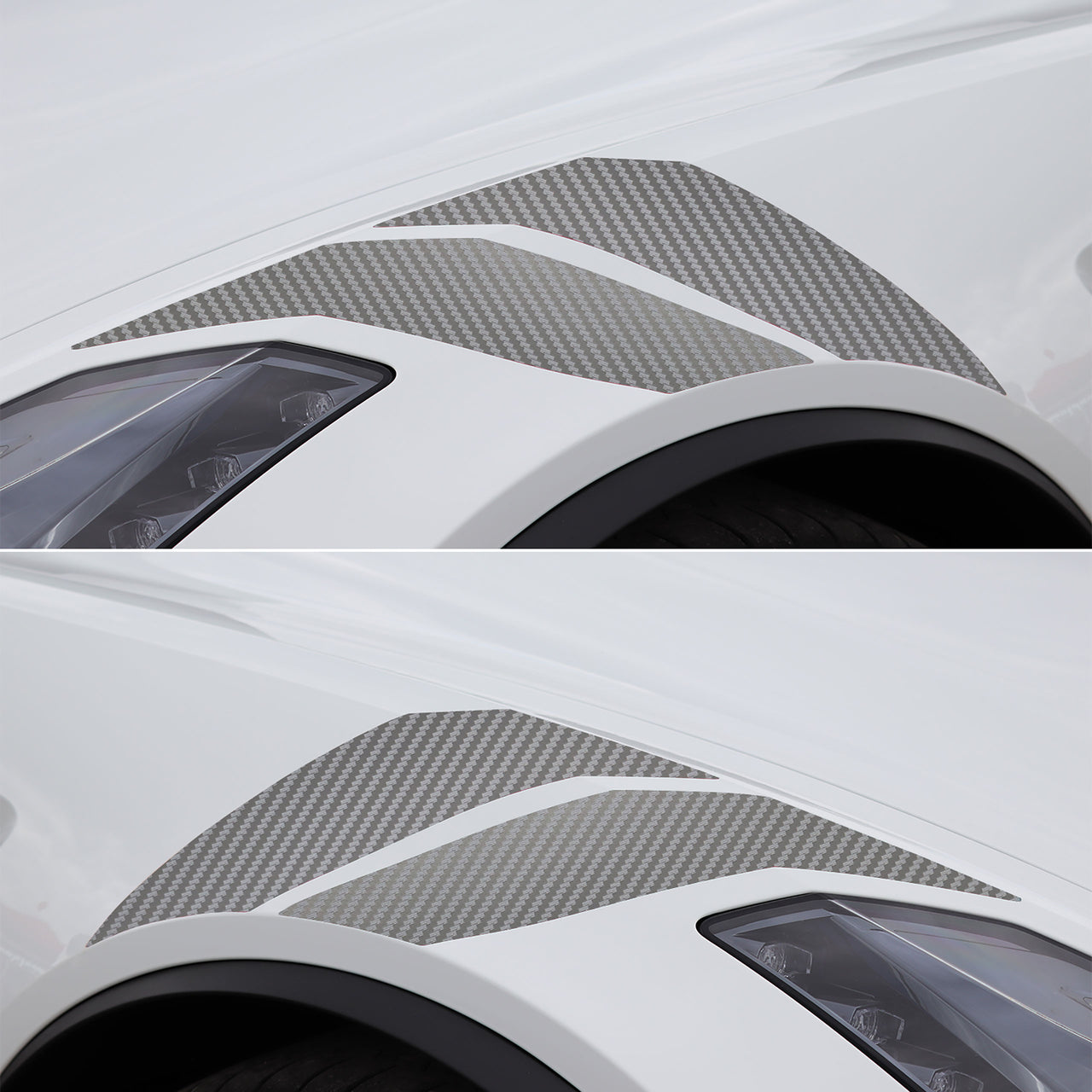 2014-2019 Corvette GS Style Fender Accent Stripes - Slver Carbon Fiber Textured - Left & Right Side - CA-77011-Corvette-Store-Online