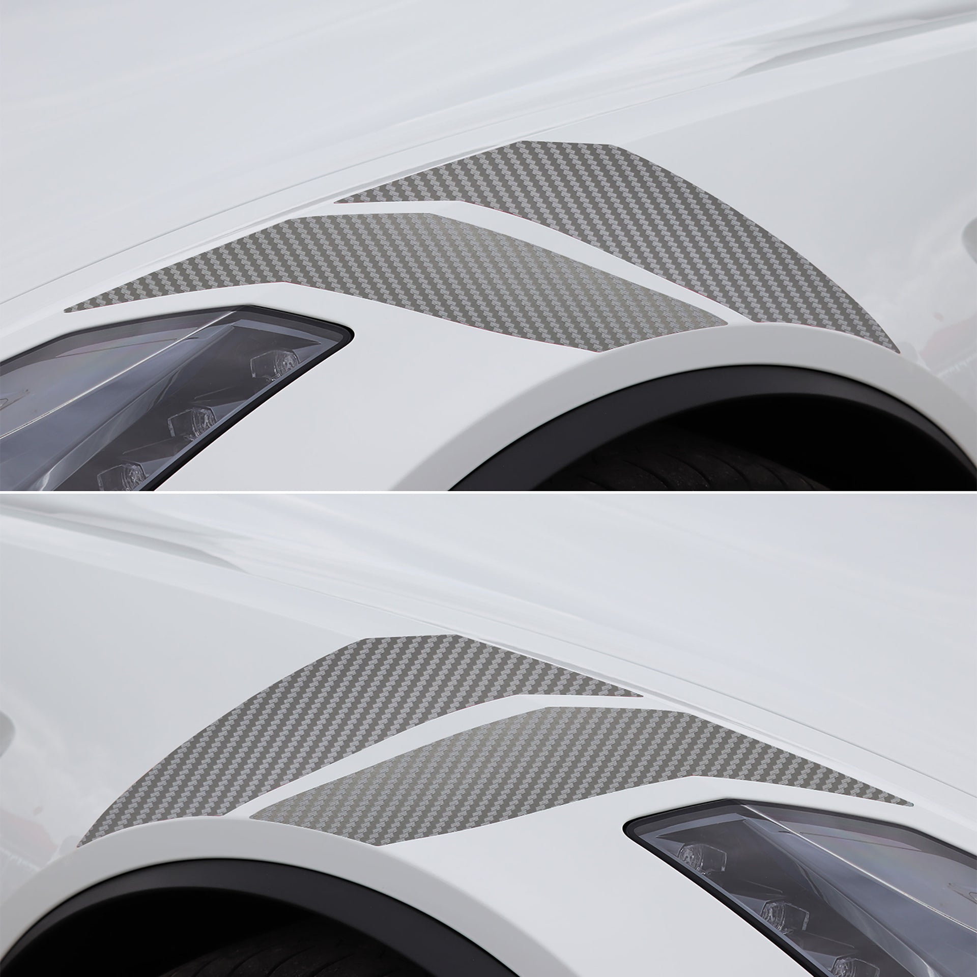 2014-2019 Corvette GS Style Fender Accent Stripes - Slver Carbon Fiber Textured - Left & Right Side - CA-77011-Corvette-Store-Online
