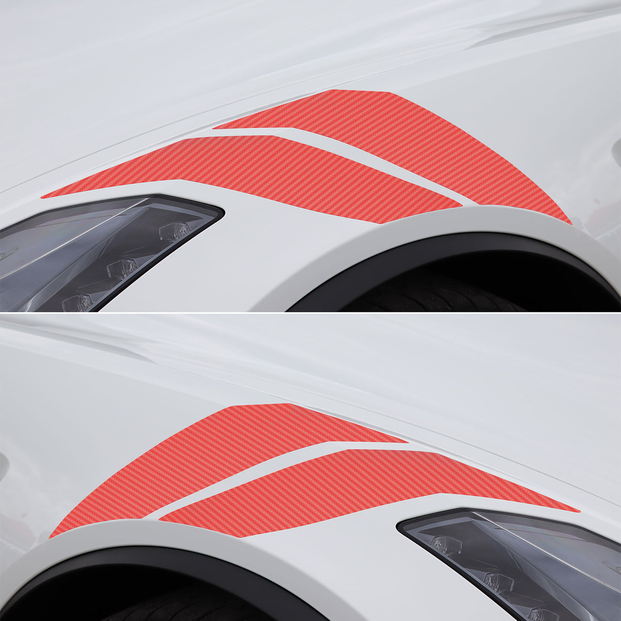 2014-2019 Corvette GS Style Fender Accent Stripes - Red Gloss Carbon Fiber - Left & Right Side - CA-77013-Corvette-Store-Online