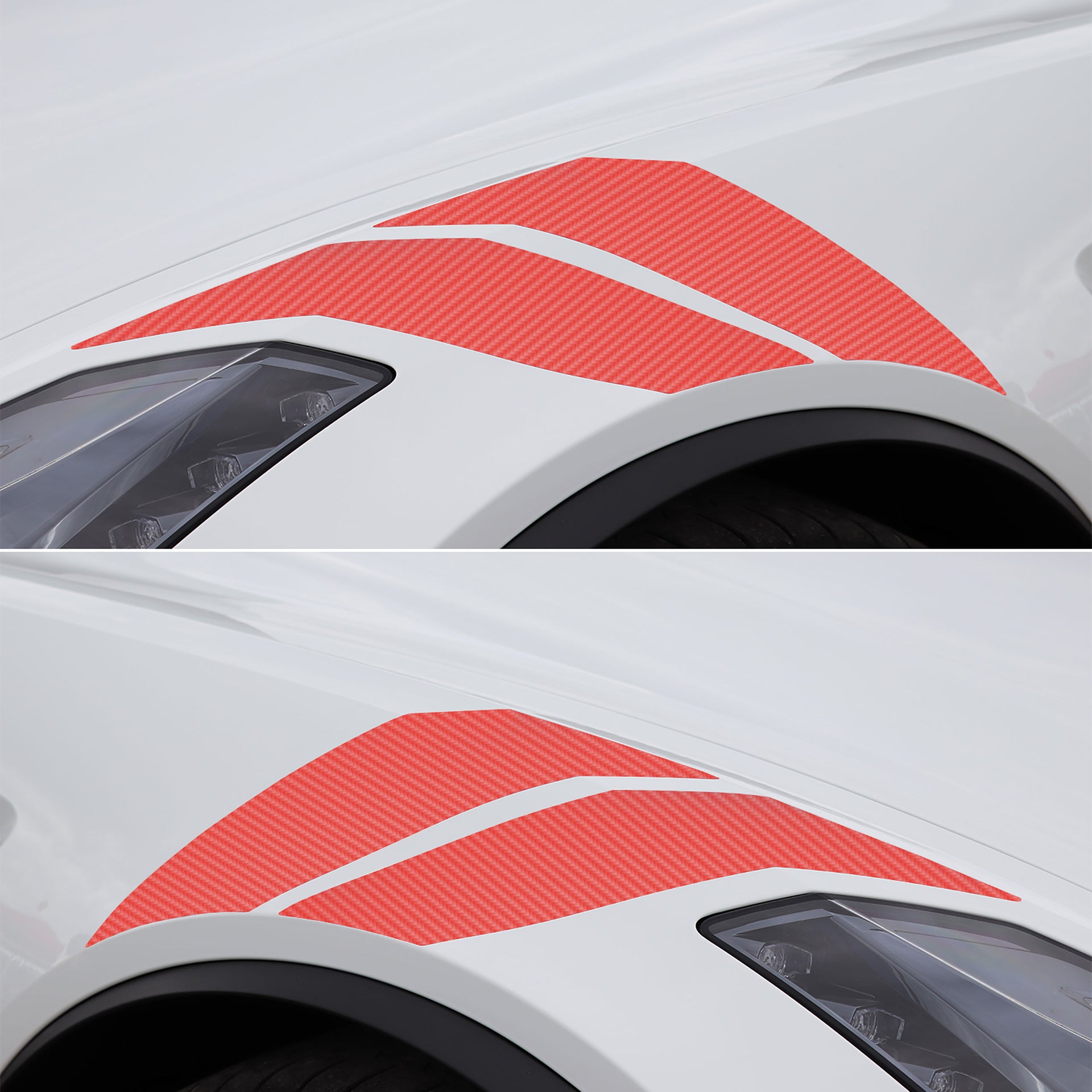 2014-2019 Corvette GS Style Fender Accent Stripes - Red Gloss Carbon Fiber - Left & Right Side - CA-77013-Corvette-Store-Online