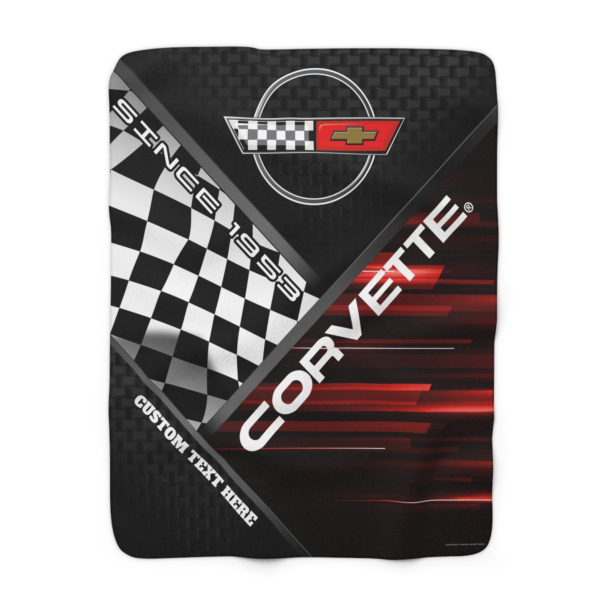 Personalized C4 Corvette Checkered Flag Racing Decorative Sherpa Blanket