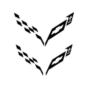 2014-2019 Corvette Front/Rear Flag Emblem Insert Overlay Sets - Gloss Black - CA-77213-Corvette-Store-Online