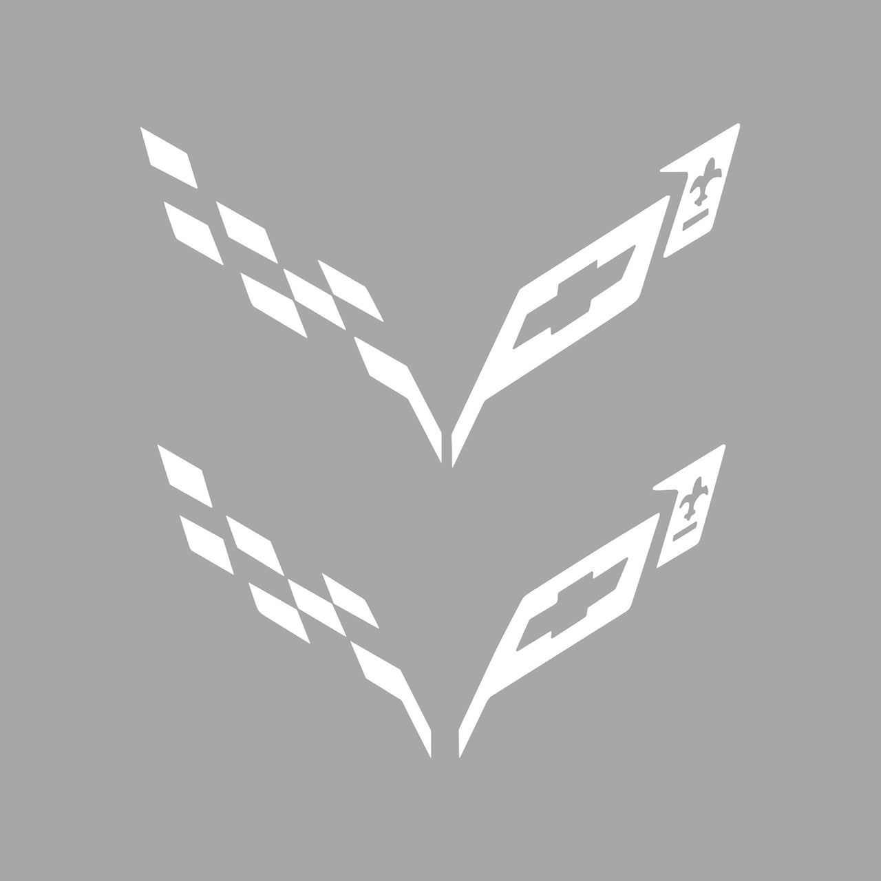 2014-2019 Corvette Front/Rear Flag Emblem Insert Overlay Sets - Gloss White - CA-77215-Corvette-Store-Online