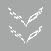 2014-2019 Corvette Front/Rear Flag Emblem Insert Overlay Sets - Gloss White - CA-77215-Corvette-Store-Online