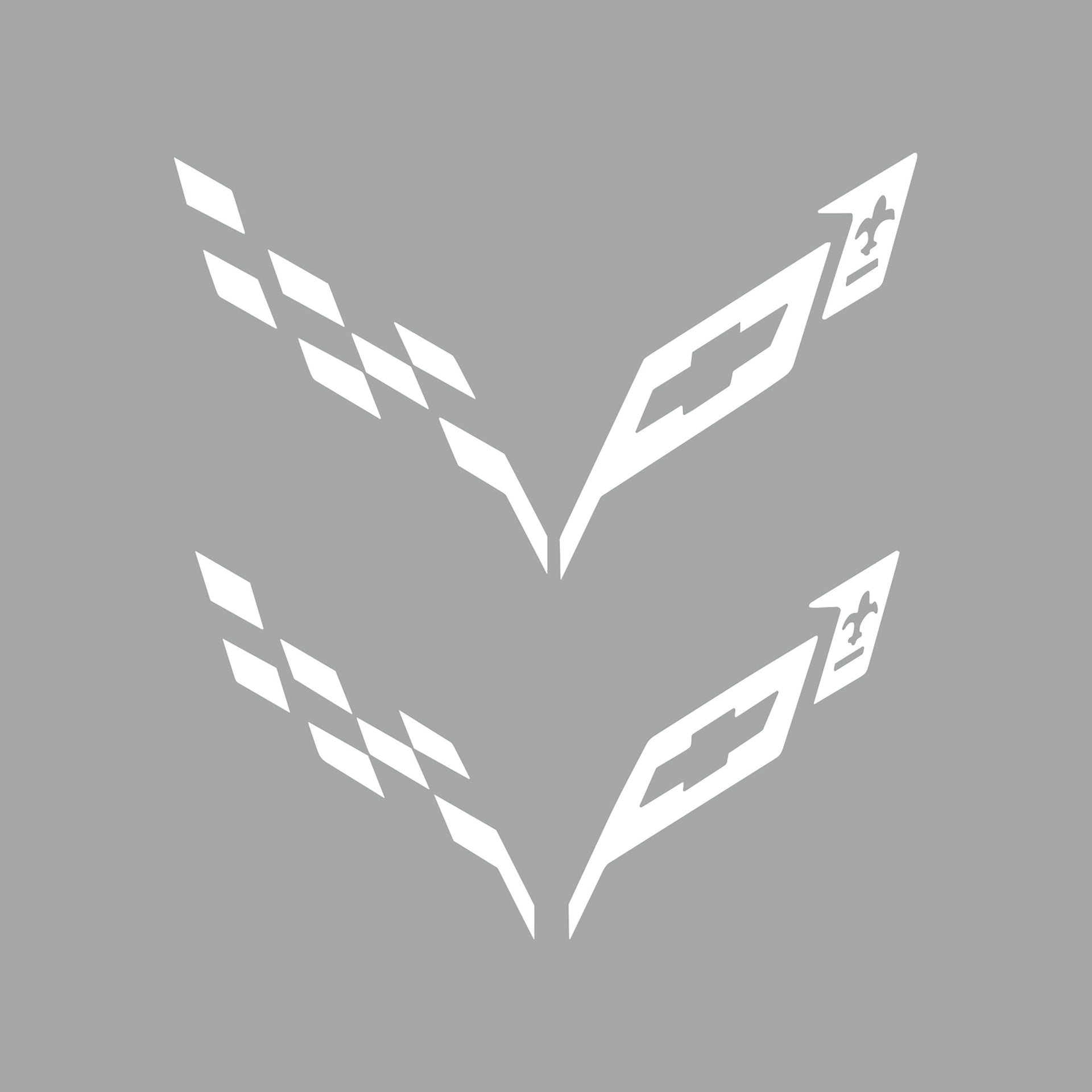 2014-2019 Corvette Front/Rear Flag Emblem Insert Overlay Sets - Gloss White - CA-77215-Corvette-Store-Online