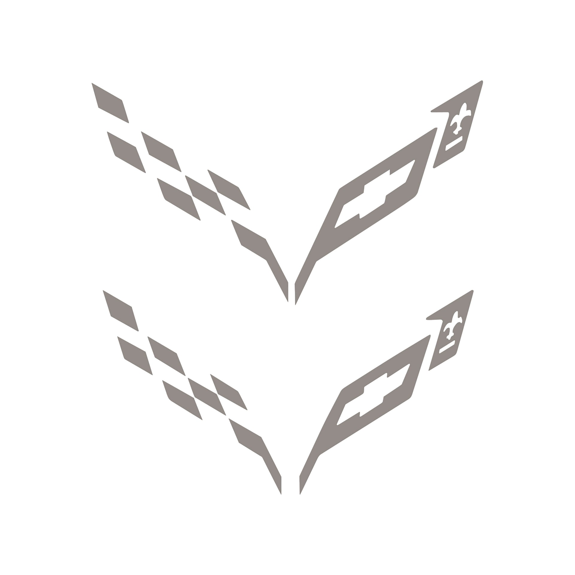 2014-2019 Corvette Front/Rear Flag Emblem Insert Overlay Sets - Gloss Silver - CA-77216-Corvette-Store-Online