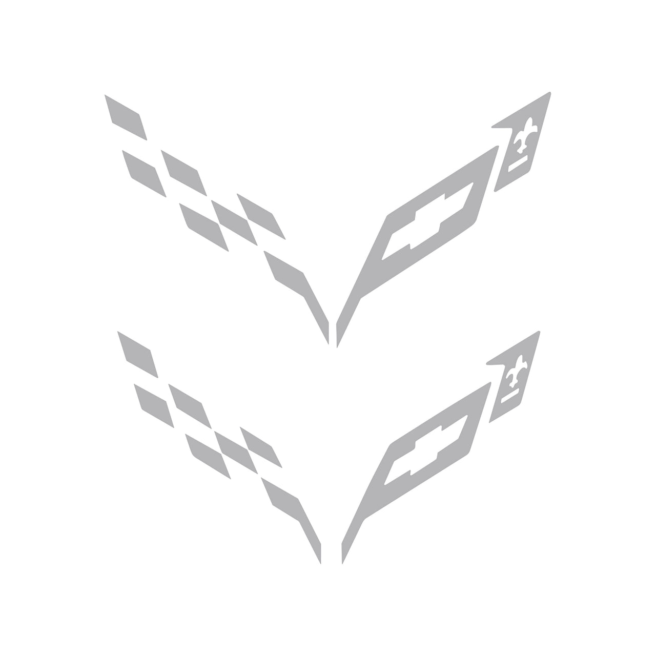 2014-2019 Corvette Front/Rear Flag Emblem Insert Overlay Sets - Colored Emblem Accents - Gloss Gray - CA-77217-Corvette-Store-Online