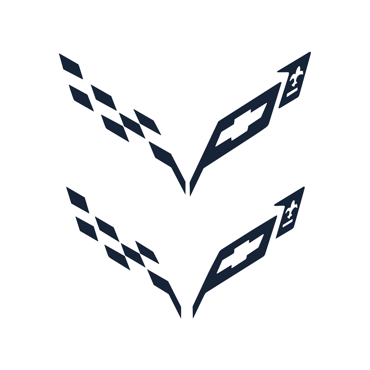 2014-2019 Corvette Front/Rear Flag Emblem Insert Overlay Sets - Colored Emblem Accents - Gloss Blue - CA-77219-Corvette-Store-Online