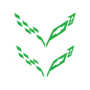 2014-2019 Corvette Front/Rear Flag Emblem Insert Overlay Sets - Gloss Lime Green - CA-77220-Corvette-Store-Online