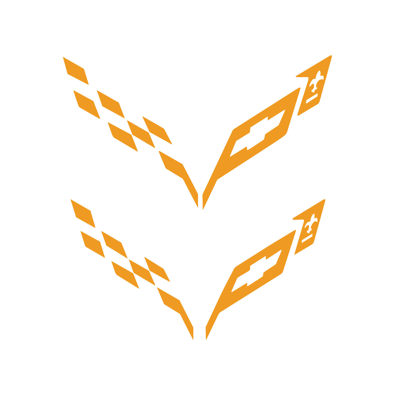 2014-2019 Corvette Front/Rear Flag Emblem Insert Overlay Sets - Gloss Orange - CA-77221-Corvette-Store-Online