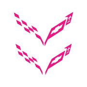 2014-2019 Corvette Front/Rear Flag Emblem Insert Overlay Sets - Colored Emblem Accents - Gloss Pink - CA-77223-Corvette-Store-Online