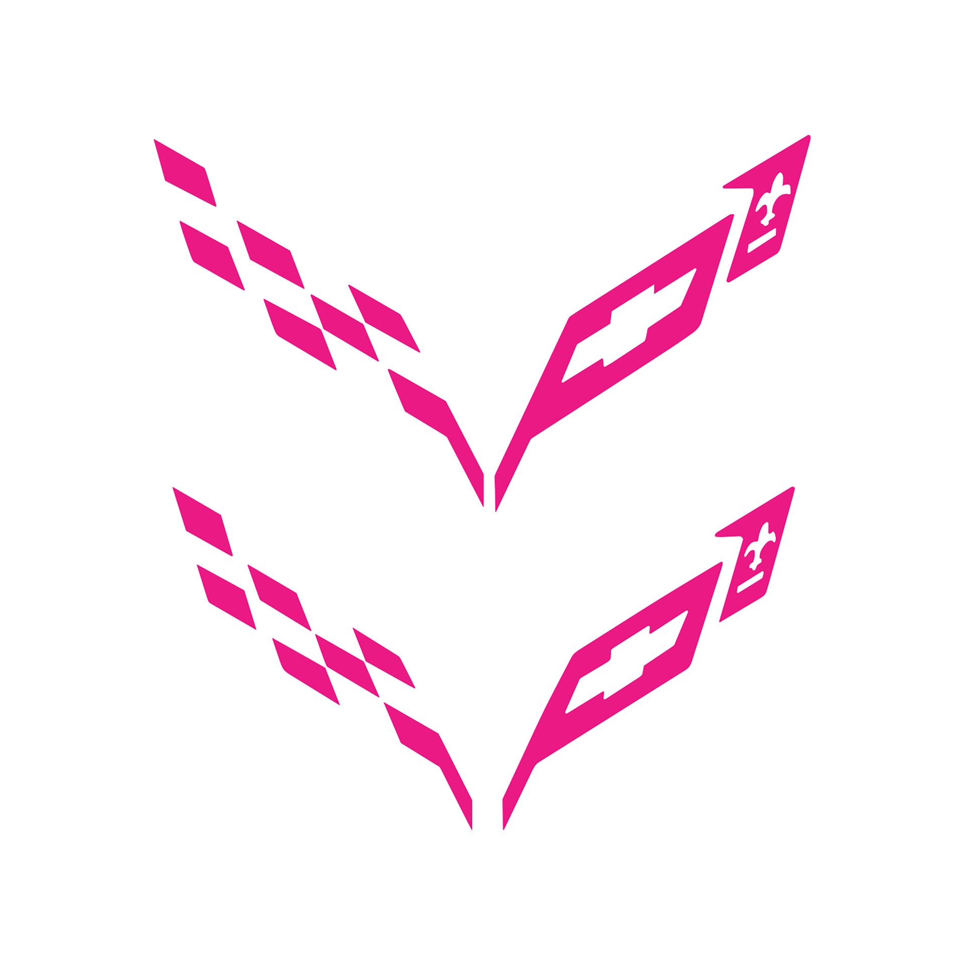 2014-2019 Corvette Front/Rear Flag Emblem Insert Overlay Sets - Colored Emblem Accents - Gloss Pink - CA-77223-Corvette-Store-Online
