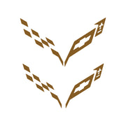 2014-2019 Corvette Front/Rear Flag Emblem Insert Overlay Sets - Gloss Metallic Gold - CA-77224-Corvette-Store-Online
