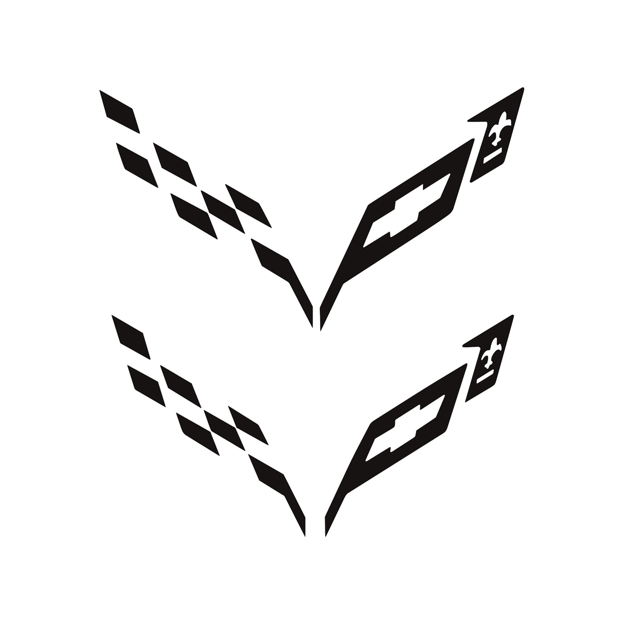 2014-2019 Corvette Front/Rear Flag Emblem Insert Overlay Sets - Matte Black - CA-77225-Corvette-Store-Online