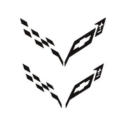 2014-2019 Corvette Front/Rear Flag Emblem Insert Overlay Sets - Matte Black - CA-77225-Corvette-Store-Online