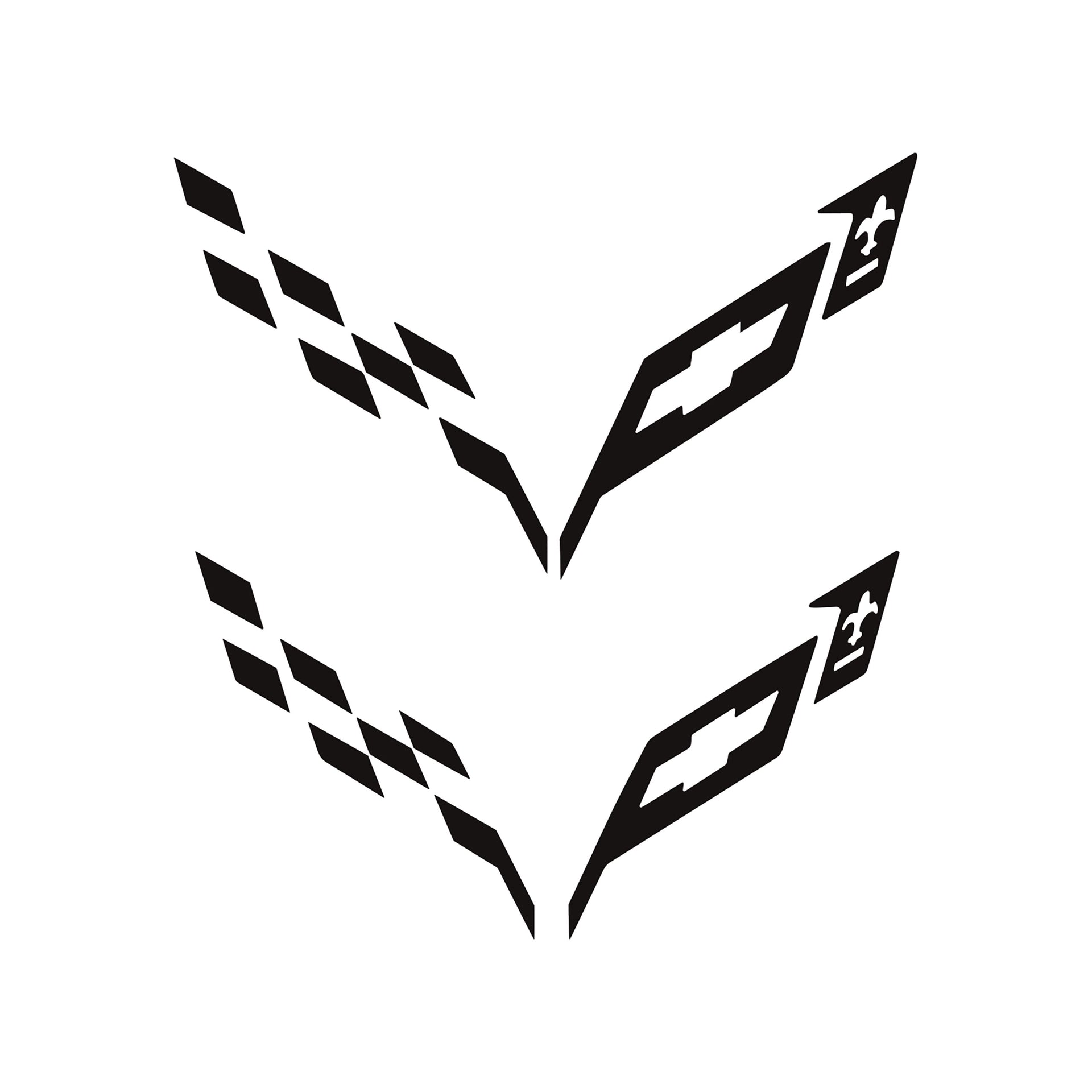 2014-2019 Corvette Front/Rear Flag Emblem Insert Overlay Sets - Matte Black - CA-77225-Corvette-Store-Online