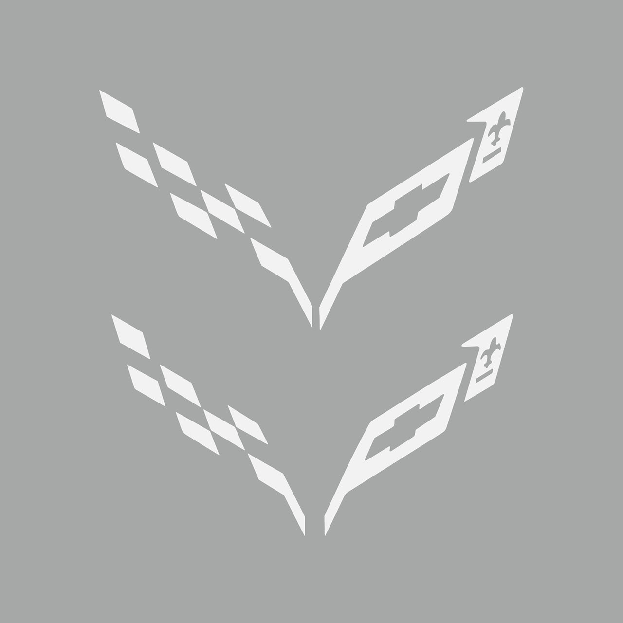 2014-2019 Corvette Front/Rear Flag Emblem Insert Overlay Sets - Matte White - CA-77227-Corvette-Store-Online