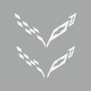 2014-2019 Corvette Front/Rear Flag Emblem Insert Overlay Sets - Matte White - CA-77227-Corvette-Store-Online