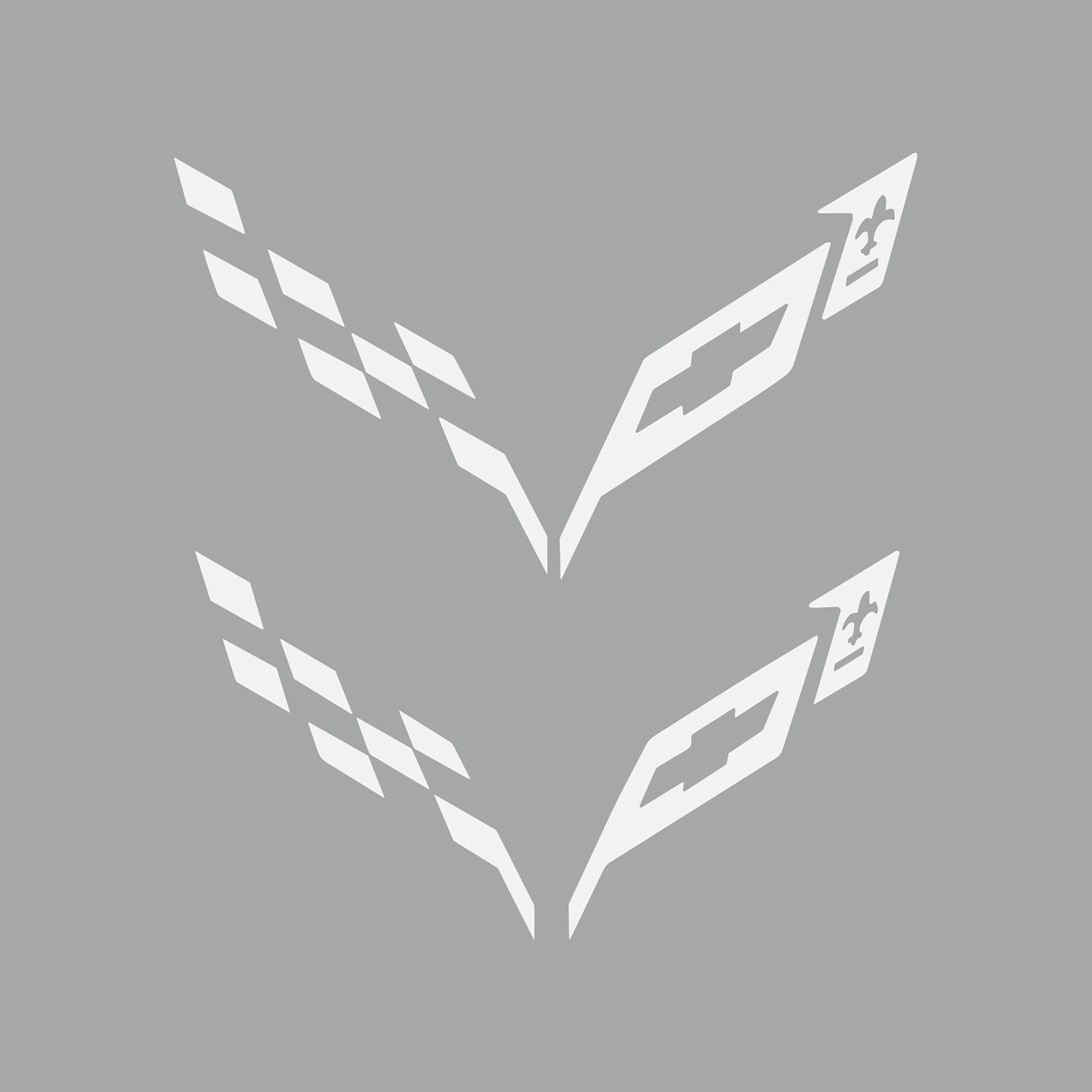 2014-2019 Corvette Front/Rear Flag Emblem Insert Overlay Sets - Matte White - CA-77227-Corvette-Store-Online