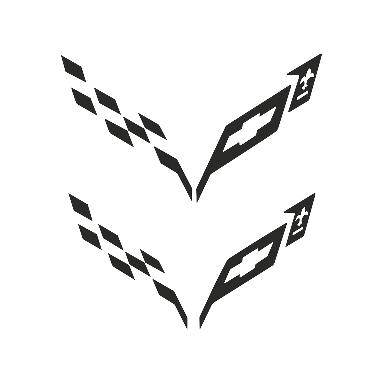 2014-2019 Corvette Front/Rear Flag Emblem Insert Overlay Sets - Matte Dark Gray - CA-77228-Corvette-Store-Online