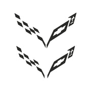 2014-2019 Corvette Front/Rear Flag Emblem Insert Overlay Sets - Matte Dark Gray - CA-77228-Corvette-Store-Online