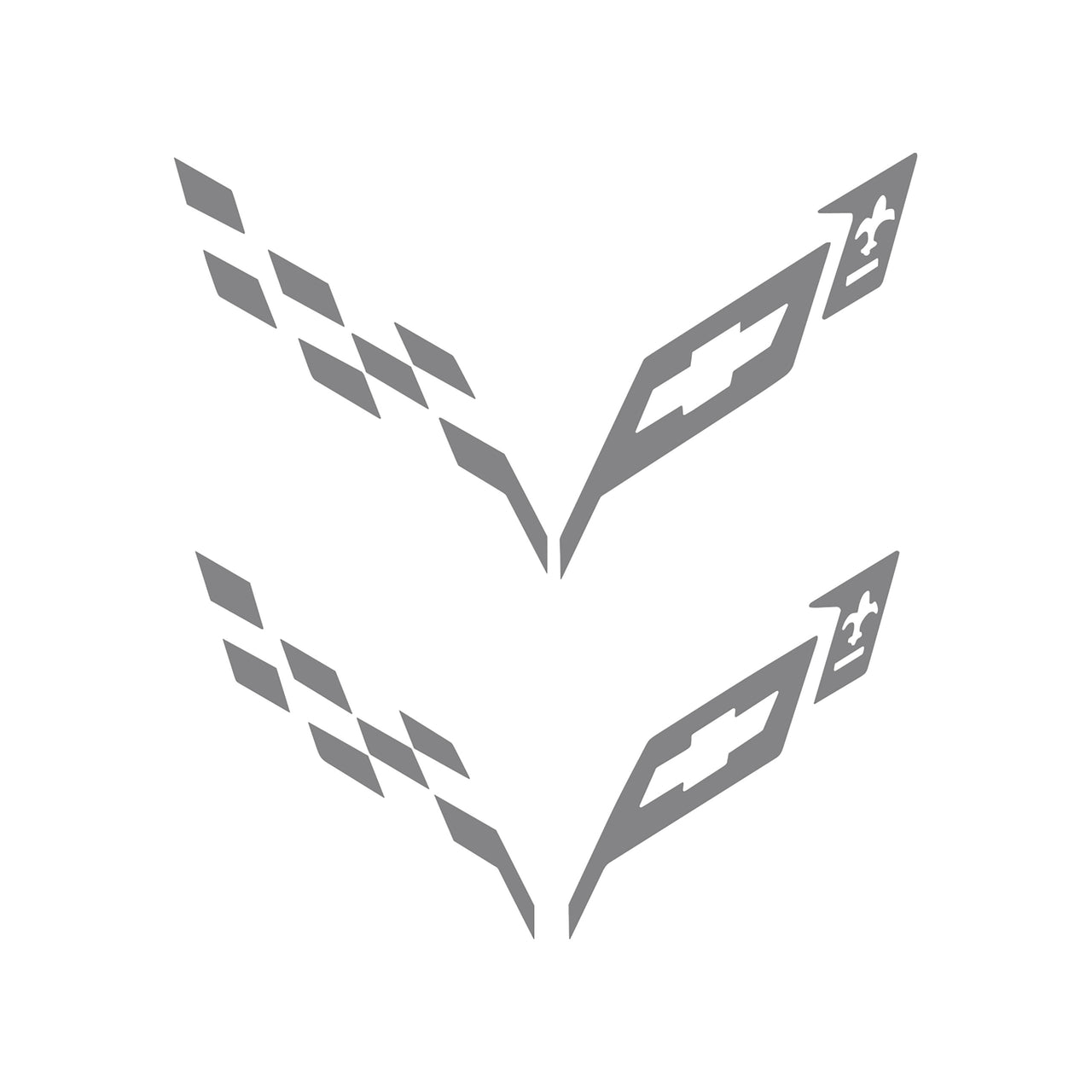 2014-2019 Corvette Front/Rear Flag Emblem Insert Overlay Sets - Colored Emblem Accents - Matte Gray - CA-77229-Corvette-Store-Online