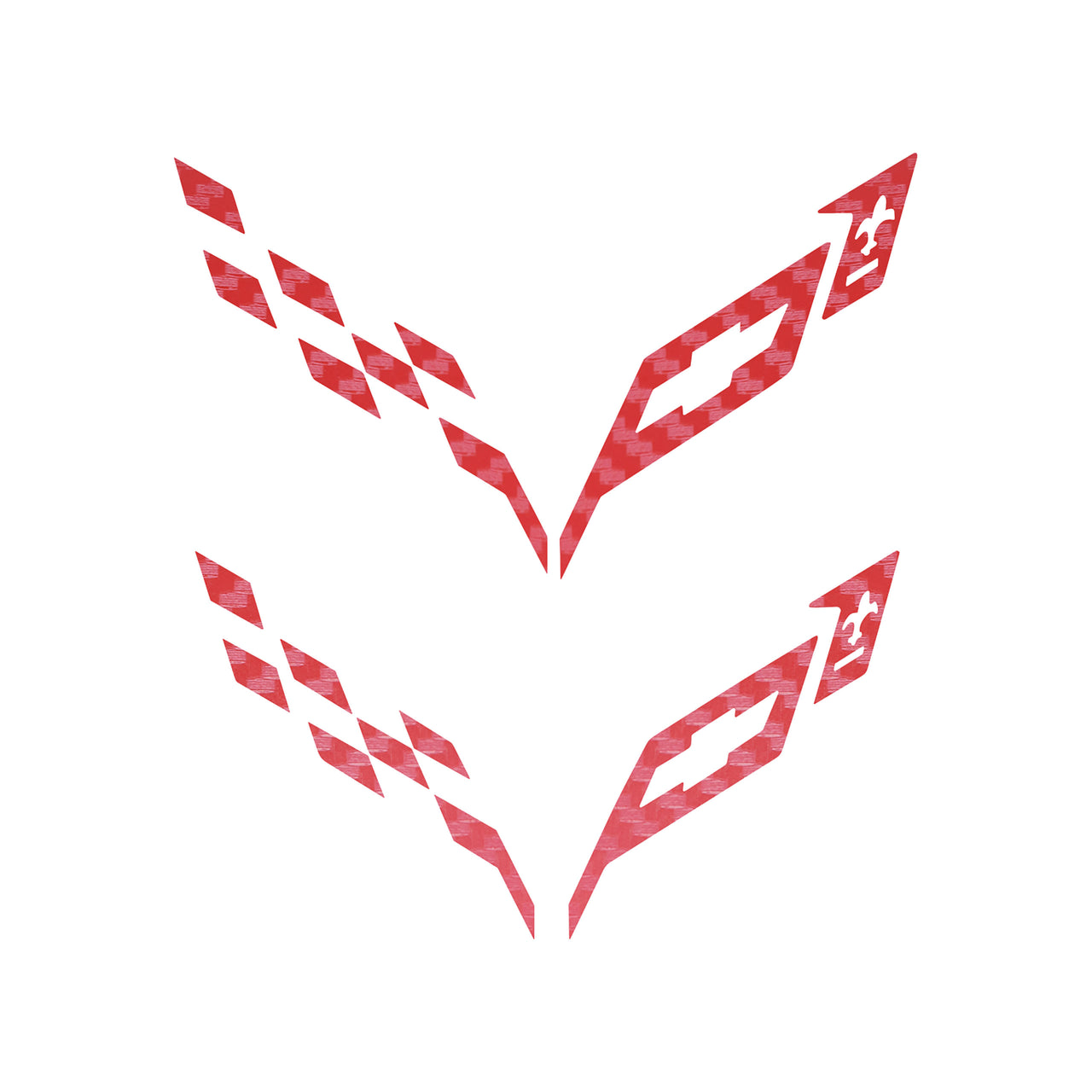 2014-2019 Corvette Front/Rear Flag Emblem Insert Overlay Sets - Red Gloss Carbon Fiber - CA-77234-Corvette-Store-Online